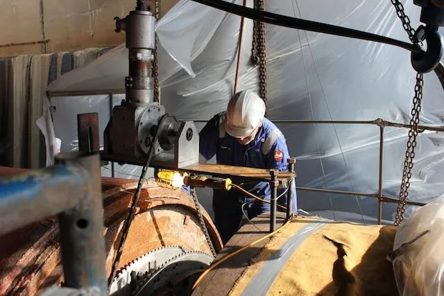 Close-up of controllable pitch propeller overhaul